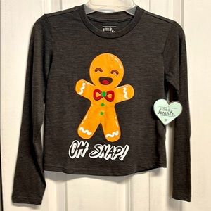 New Four Hearts Oh Snap Ginger Bread Man Holiday Top Child Size 6X NWT